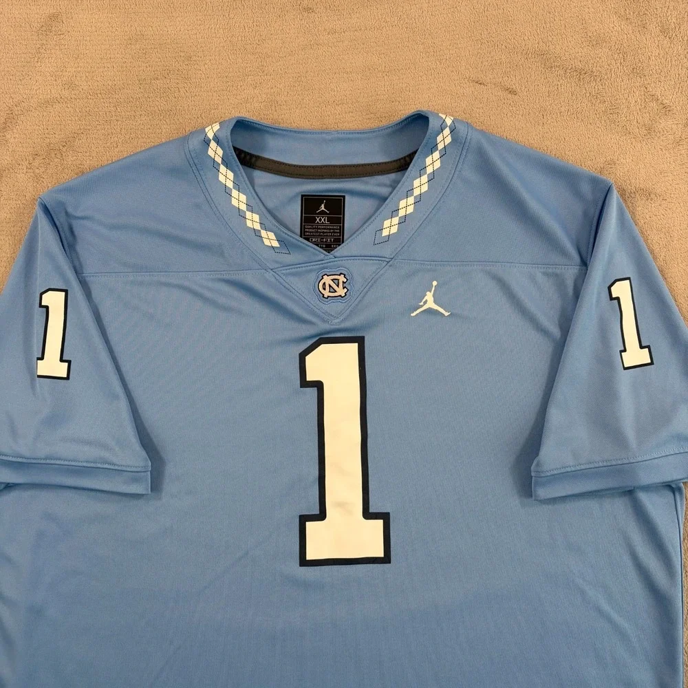 Jordan North Carolina Tar Heels Football Jersey‎ Men 2XL Carolina Blue #1 NWOT